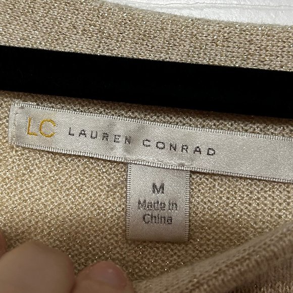 Lauren Conrad, gold long sleeve pull over sweater women’s medium 1553 - Picture 3 of 6